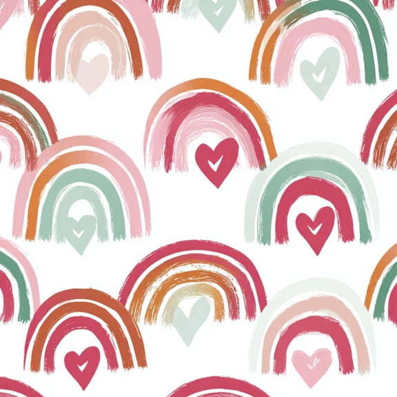Peel and Stick Wallpaper Pastel Rainbow Hearts Pink Orange Green Wall Mural 23.6in x 9.8ft Self Adhesive Removable Wall Paper Renter Friendly Wallpaper for Nursery Bedroom Cabinets