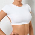 thumbnail image 1 of Top corto con espalda calada para mujer, camiseta de manga corta para Yoga, camisetas de entrenamiento para Fitness, ropa deportiva para gimnasio, camisetas para correr, 1 of 5
