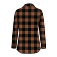 thumbnail image 4 of Wyongtao Plaid 1/4 Zip Pullover Tops V Neck Blouse for Women Long Sleeve Lapel Collar Loose Spring Fall Shirts (S, Brown), 4 of 6