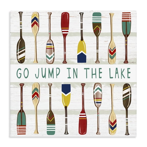 Stupell Industries Rustic Lodge Jump In Lake Various Patterned Oars Canvas Art, 17 x 17, by Elizabeth Tyndall