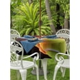 thumbnail image 2 of Outdoor Tablecloth with Umbrella Hole and Zipper, Tennis Round Table Cloth 54 Inch Waterproof Tablecloth, Modern Sport Glowing Ball Black Background Picnic Table Cover for Patio Camping, 2 of 7