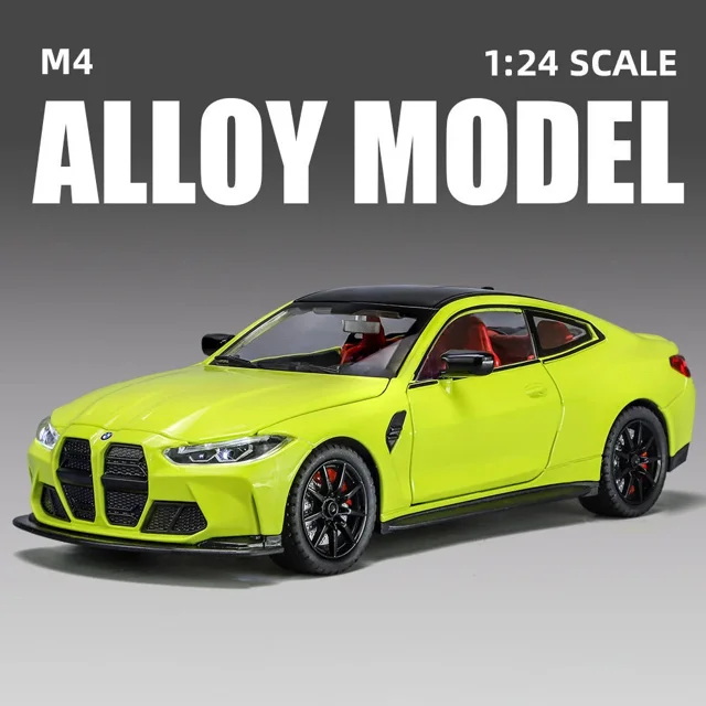 1:24 M4 G82 Coupe Alloy Sports Car Model Diecast Metal Racing Car Vehicles Model Simulation Sound Light Collection kids Toy Gift green