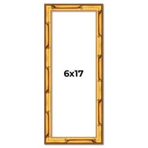 6x17 Frame Gold Bamboo Solid Wood Picture Frame | 0.75 Inch Moulding Width | Interior Frame Depth