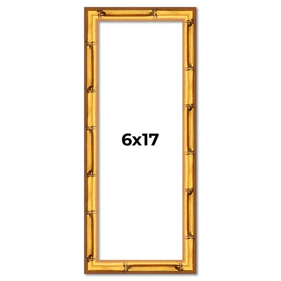6x17 Frame Gold Bamboo Solid Wood Picture Frame | 0.75 Inch Moulding Width | Interior Frame Depth