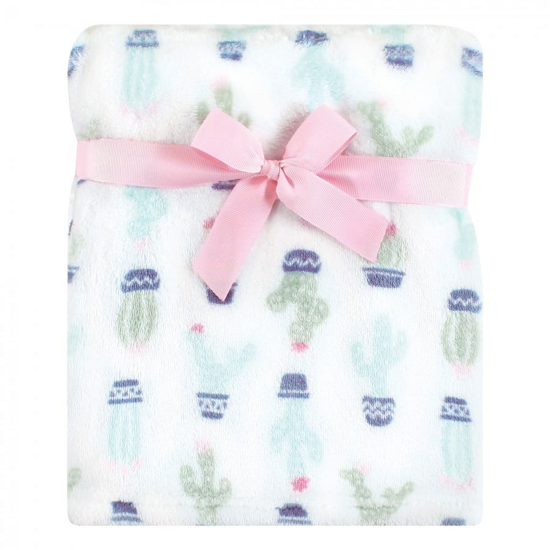 Hudson Baby Infant Girl Plush Blanket with Security Blanket, Cactus, One Size