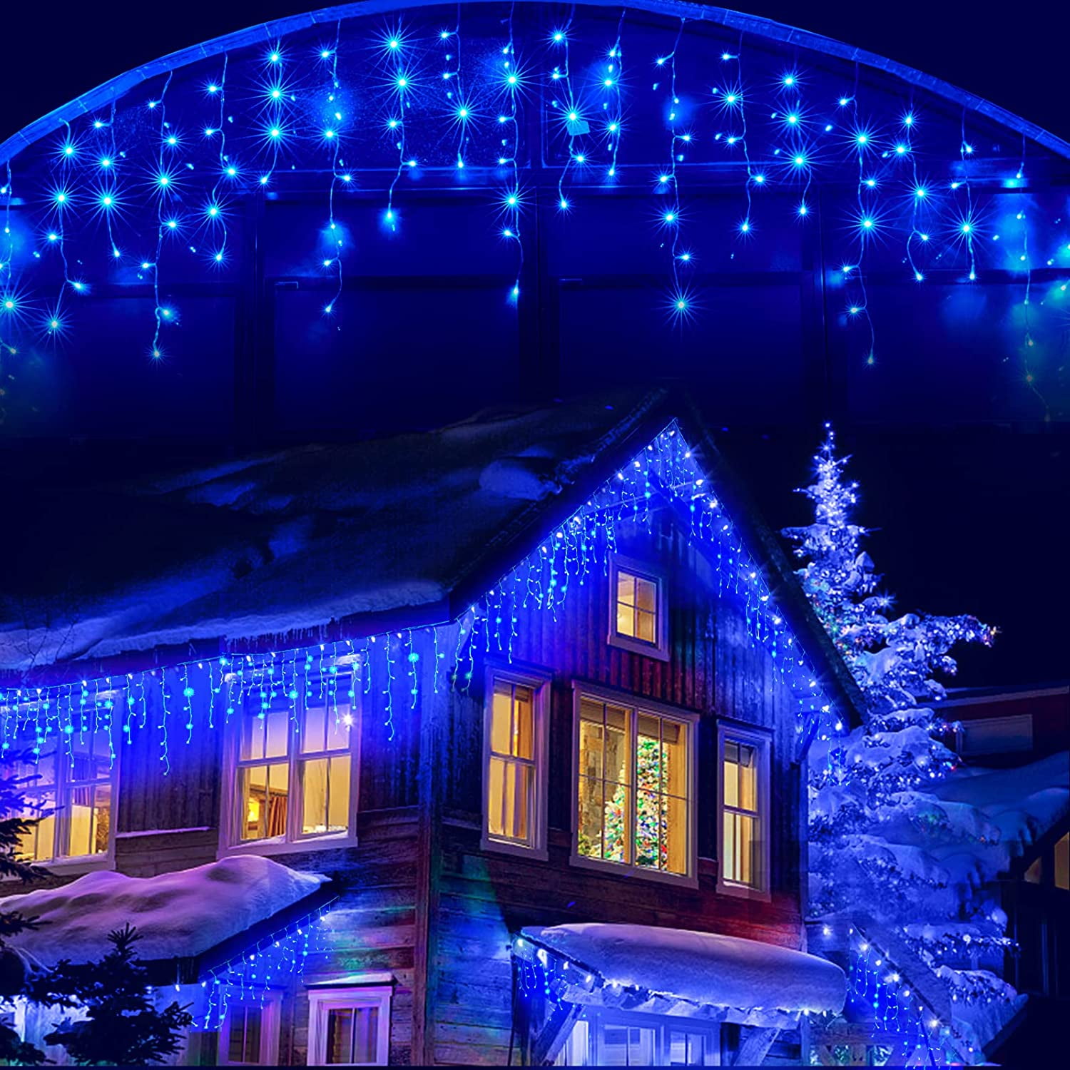 Christmas Icicle Lights Outdoor,120 LED 16.5ft 8 Modes Connectable