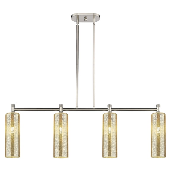 434-4I-SN-G434-12ME Innovations Lighting Crown Point - 4 Light Island In Industrial Style-14.75 Inches Tall and 43.75 Inches Wide-Satin Nickel