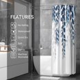thumbnail image 2 of Small Stall Shower Curtain 36 x 72, Narrow Half Navy Blue Eucalyptus Fabric Shower Curtain, Watercolor Leaves on The Top Floral Botanical Decorative Bathroom Shower Curtain Set with Hooks, 2 of 6
