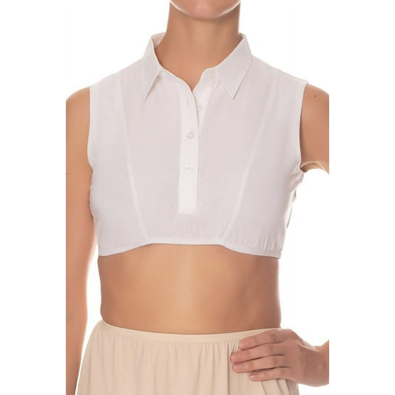 Gemsli Sleeveless Crop Shell Top with Pointy Woven Collar and Insert SH325
