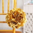 thumbnail image 5 of BalsaCircle 2 Gold Roses 7" Kissing Flower Balls Pomander Wedding Hanging Decorations, 5 of 8