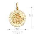 thumbnail image 3 of 14K Yellow Gold St. Christopher Protect Us Charm Pendant with 1.7mm Flat Open Wheat Chain Necklace - 24", 3 of 6