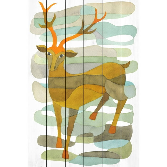 Marmont Hill "Stag" by Yolanta Gawlik Painting Print on White Wood