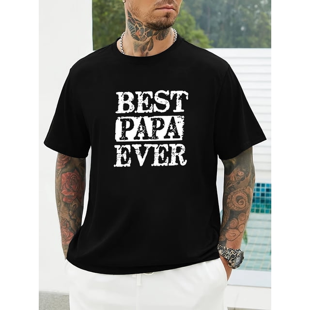 Graphic - Camiseta para hombre, color negro, pequeñaMen's Summer T-Shirt with Geometric Print - Casual, Stretchy Polyester Blend, Machine Washable, Round Neck Tee For Adult, Men, Women, Teen, Teenag