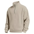 thumbnail image 6 of Chiccall Mens Quarter Zip Sweatshirts Mock Neck Casual Loose Vinatge Textured Knit Pullover Tops for Men, 6 of 7