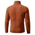 thumbnail image 3 of Hogleaql Turtleneck Men Long Sleeve Knitted Shirt Casual Soft Cable Knitted Fitted Sweater Thicken Fall Winter Solid Color Trendy Pullover Sweater Brown L, 3 of 3
