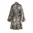 thumbnail image 3 of Womens Soft Pajama Clearance- Bathrobes Silk Satin Sexy Printed Leopard Plus Size Robe Sleepwear Brown Size M, 3 of 9