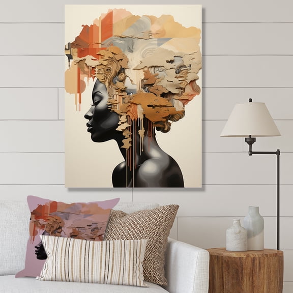 Designart "Minimalist Portrait Of An African Woman" Africa Wall Art Prints