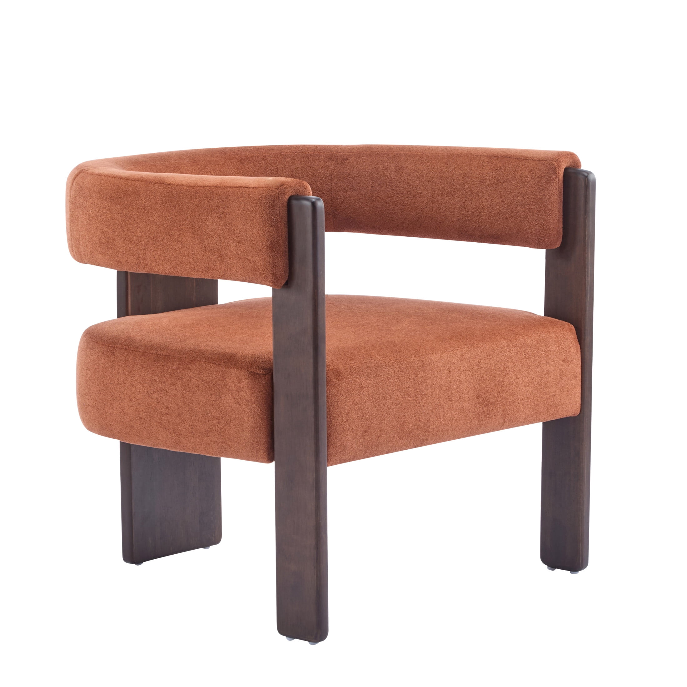 Christopher Knight Home Modern Velvet Upholstered Accent Armchair with Barrel Back, Wood Legs, Burnt Orange, Set of 2