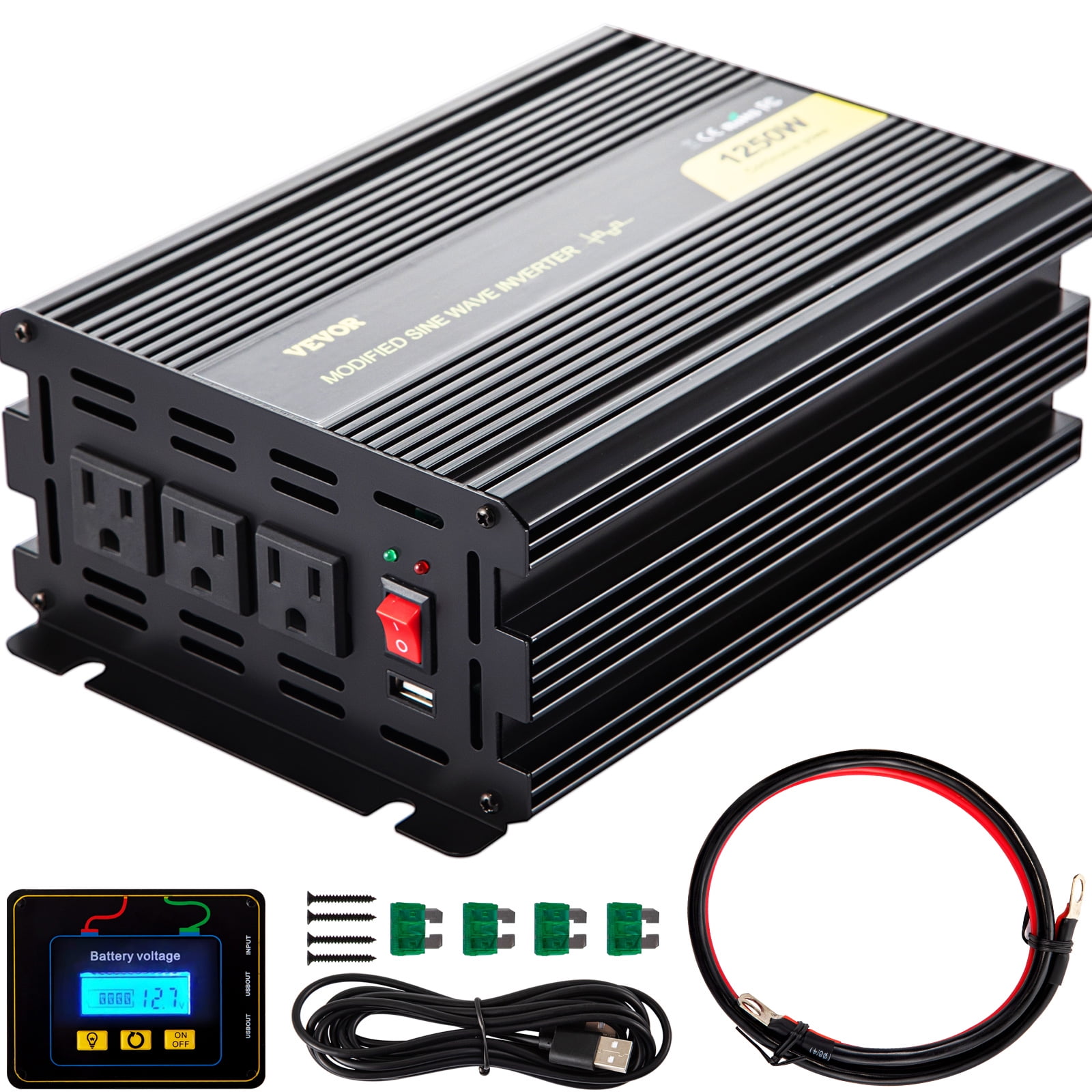 BYGD 800W Power Inverter Truck/RV 12V DC to 110V AC Converter with Dual AC Outlets 2*2.1A USB Ports Car Inverter