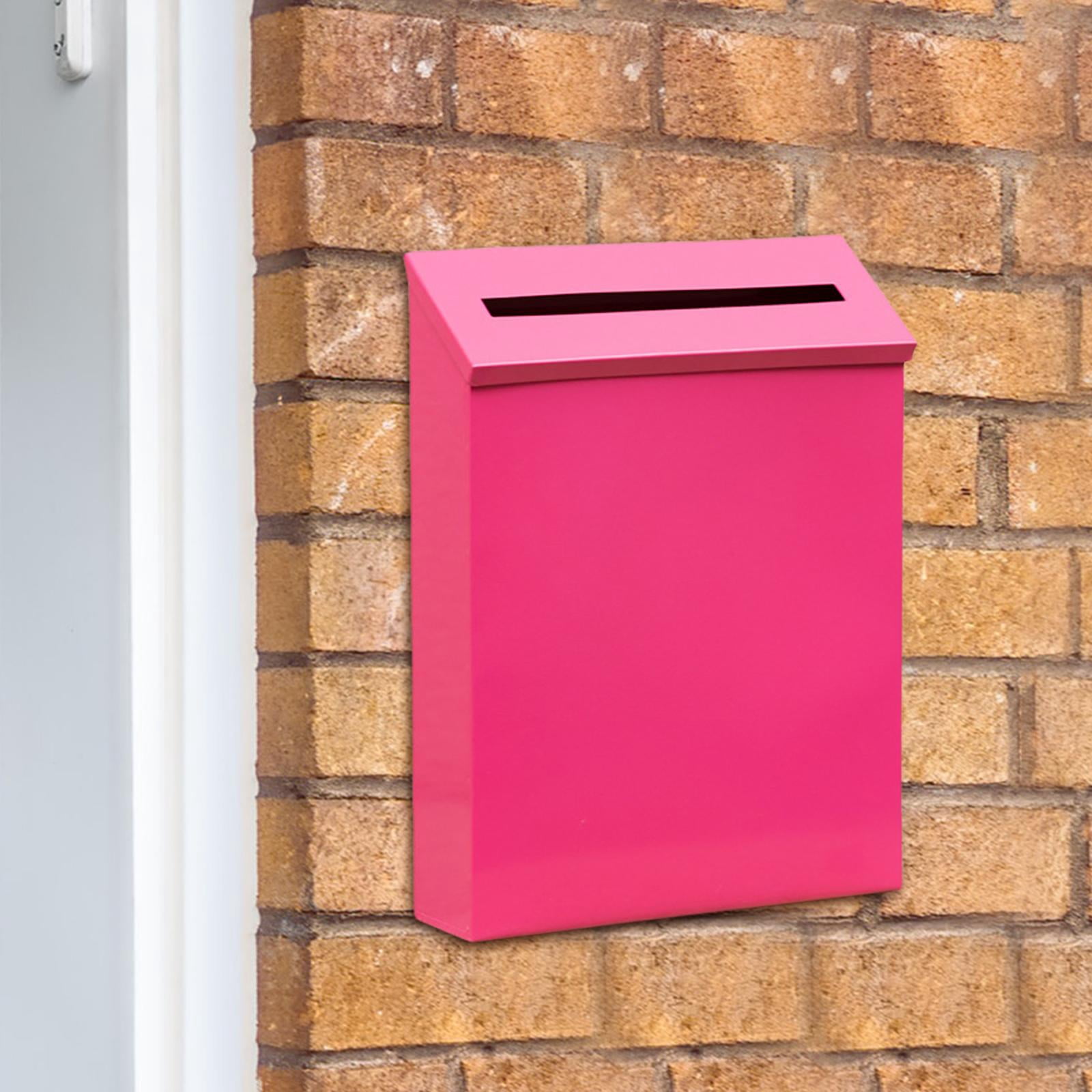 Wall Mount Mailbox Metal Postbox Newspaper Holder Box for Outside Front Door Rose Red