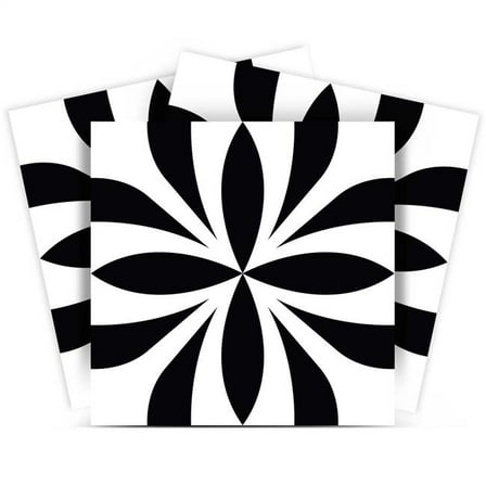 HomeRoots 555899 12 x 12 in. Black & White Colla Peel & Stick Removable Tiles