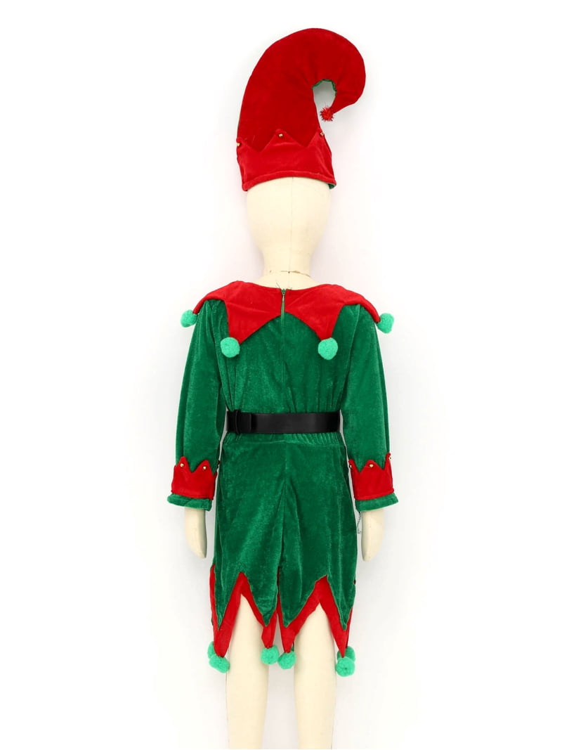 kids holiday character dress up Ttao Child Festive Elf Clothes Suit Boys Girls Christmas Theme Party Outfits Set Green B 3-4, Kids Unisex, Red ninyes-collection-just-in