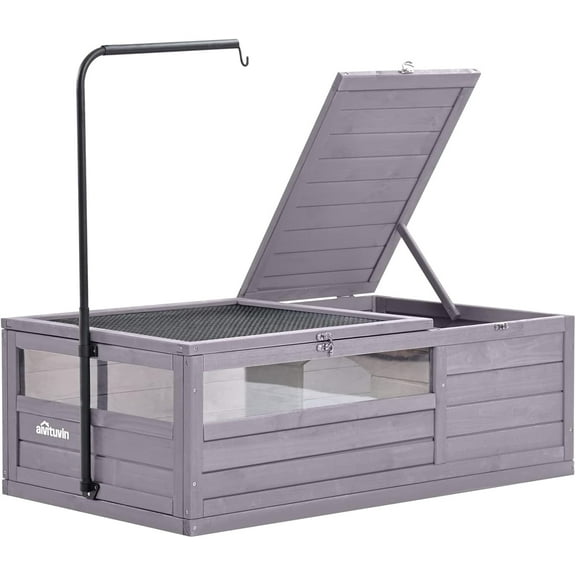 Tortoise Habitat, Wooden Tortoise House with Detachable Legs, Turtle Cage Reptile Terrarium with Lamp Holder