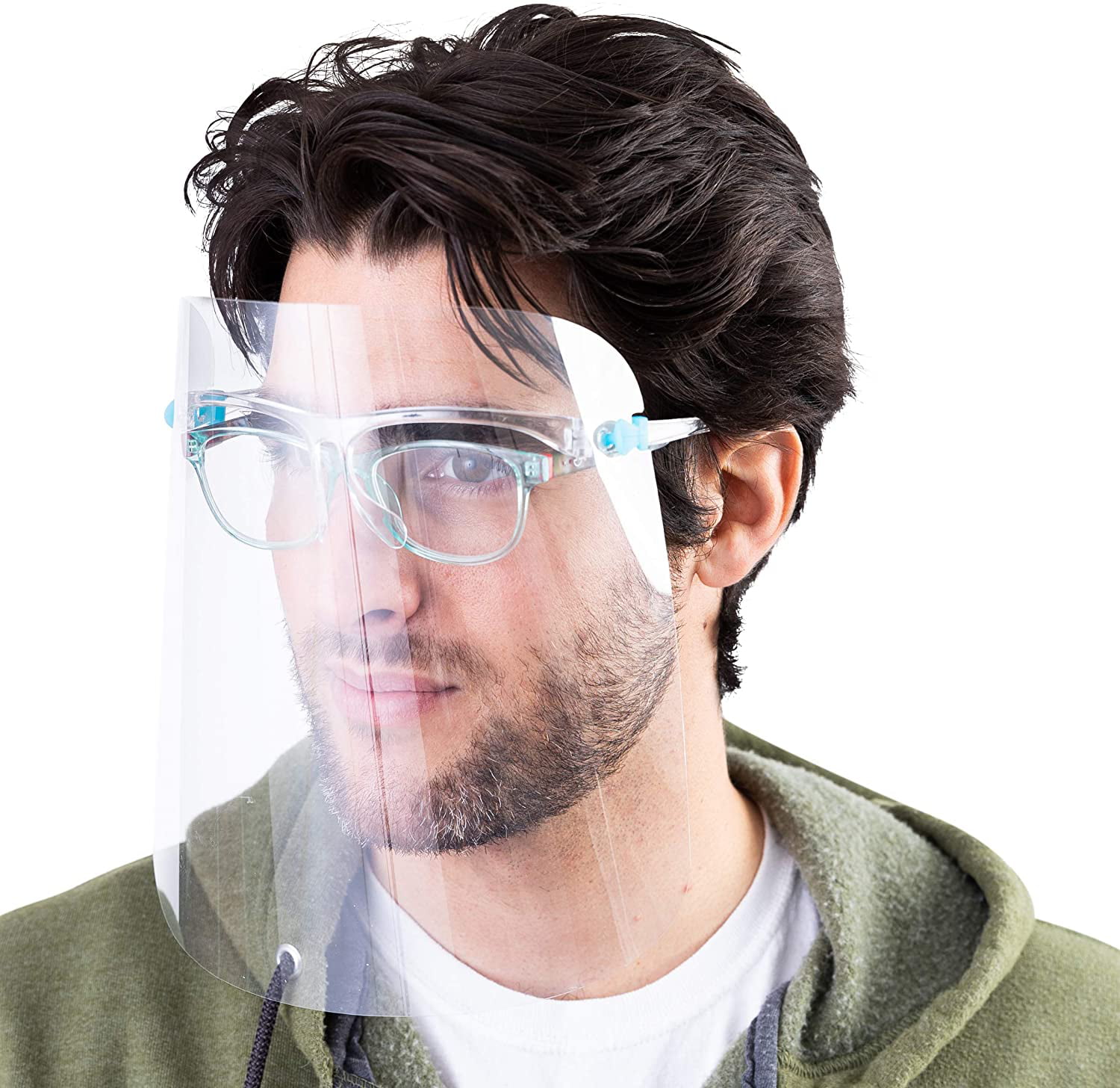 2PCS Reusable Face Shield Wearing Glasses Face Visor Transparent Anti-Fog Film 