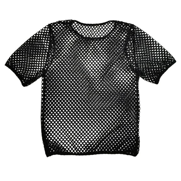 CUSTG T-Shirts Men's Personality Mesh Hollowed Out Tops Fishnet Lattice Breathable Short Sleeve T Shirt Men Comfort O-Neck Tee