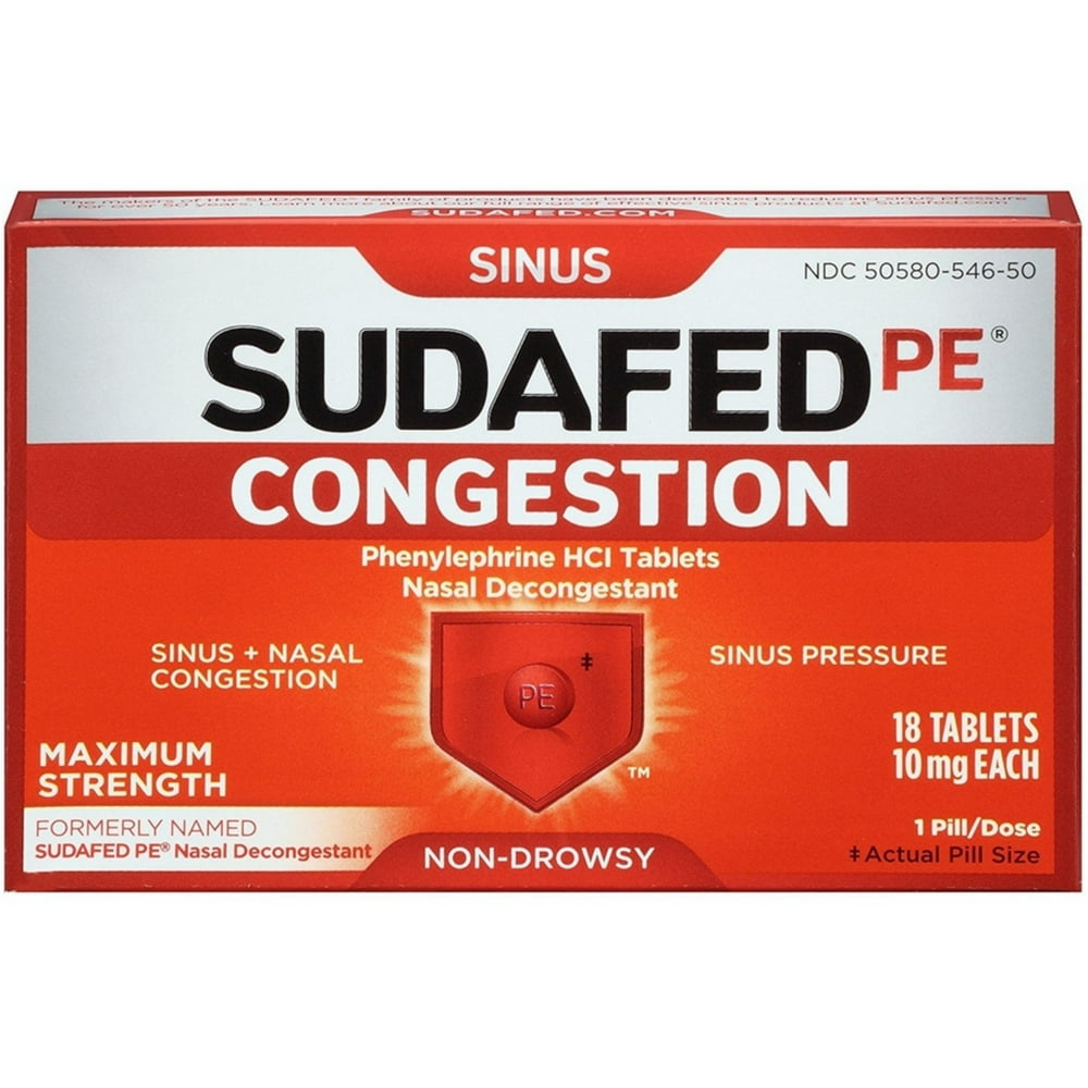 SUDAFED PE Congestion Tablets 18 ea (Pack of 2)