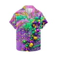 thumbnail image 2 of Feancey Funny Gifts Mardi Gras Men Hawaiian Shirt Short Sleeve Casual Button Down Shirts Carnival Themed Mask Printed Bowling Shirt Spring Tropical Beach Party Tops Multicolor L, 2 of 6