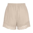 thumbnail image 6 of Yutgune Womens Cotton Shorts Elastic Waist Lace Trim Washed Casual Summer Beach Lounge Shorts with Pockets, 6 of 8