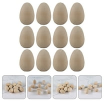 USHOBE 12Pcs Bird Egg Craft Unfinished Eggs Natural Wood For Children Home Decor