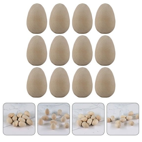 USHOBE 12Pcs Bird Egg Craft Unfinished Eggs Natural Wood For Children Home Decor