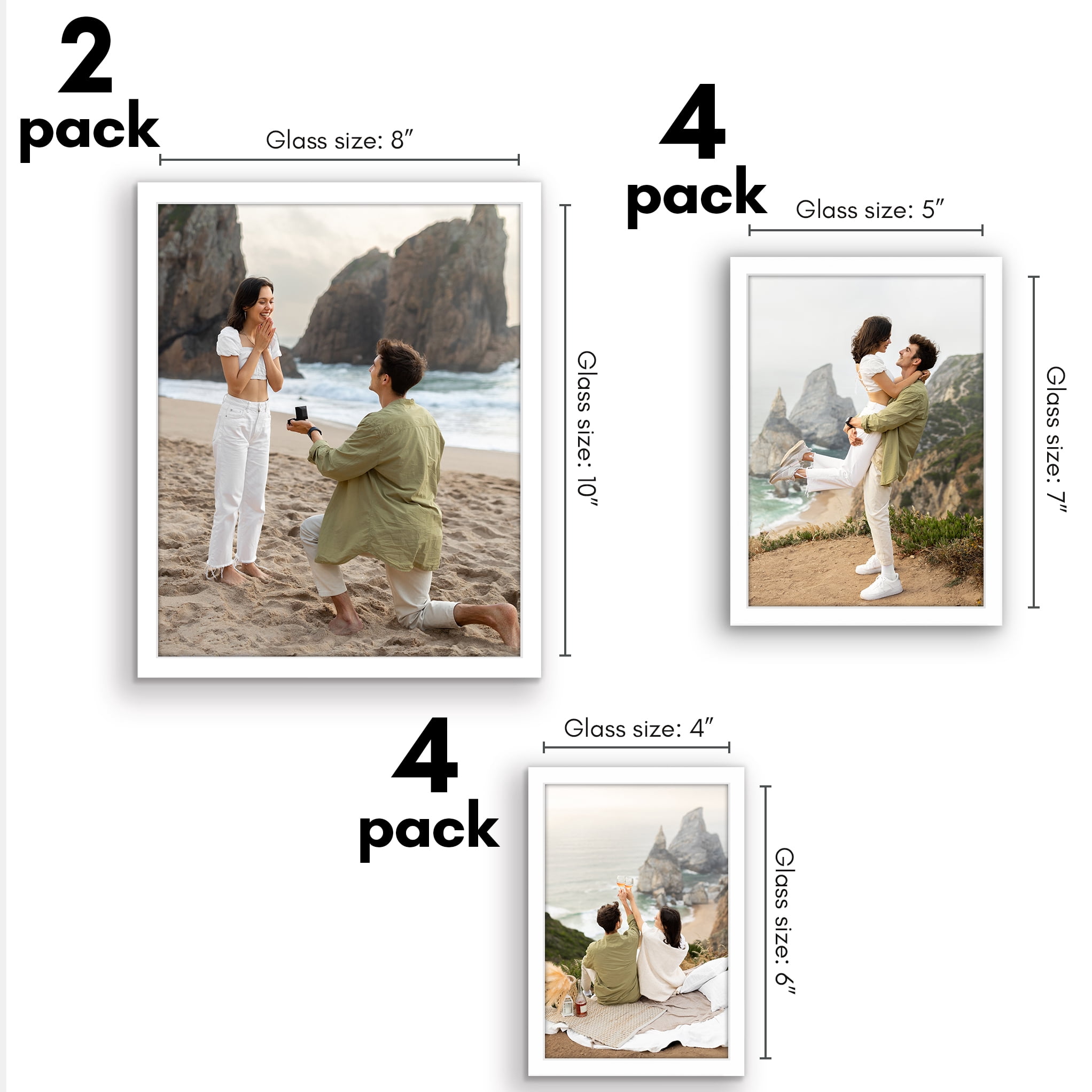 Americanflat 8x10, 5x7, 4x6 Picture Frame with Shatter-Resistant Glass 10 Pack Frames Gallery Wall - White