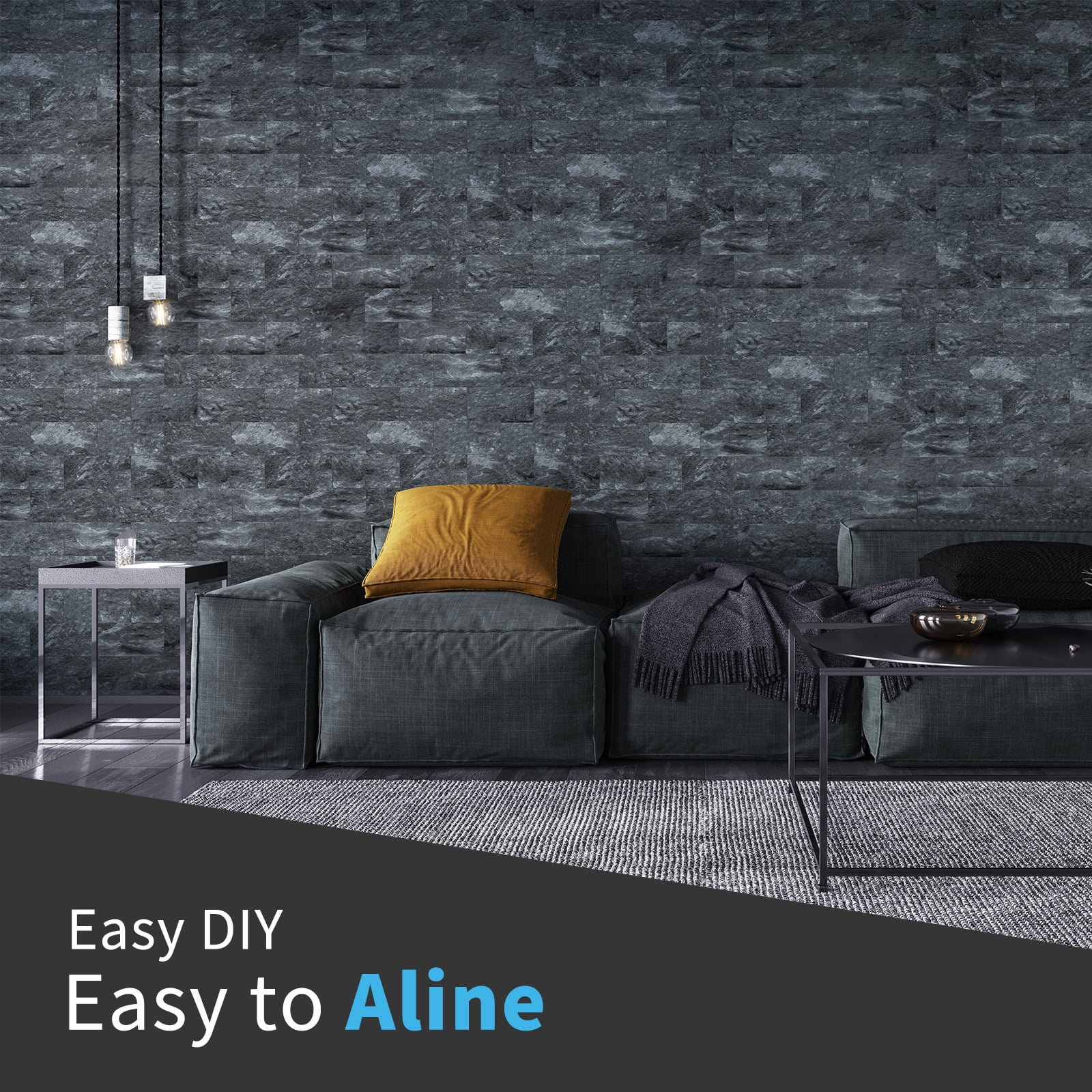 Art3d Dark-Granite PVC Peel and Stick Backsplash Tiles for Kitchen 10 Pack