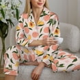 thumbnail image 6 of Fotbe Peach With Leaves1 Pattern Long Sleeve Pajama Set for Women,Sleepwear Set,2-piece Loungewear Set,Soft PJs Comfy Nightwear with Pockets -Large, 6 of 7