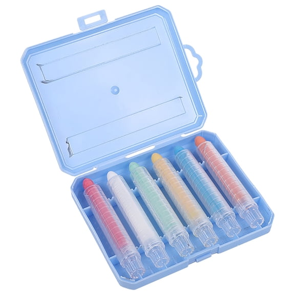 Dustless Chalk for Indoor Chalkboard, Colors Washable Sidewalk Chalk Set with Protective Box, Mess-Free for Drawing on Chalkboards, Papers, Sidewalks, Outdoor Art Play, Blue, 6 Pcs