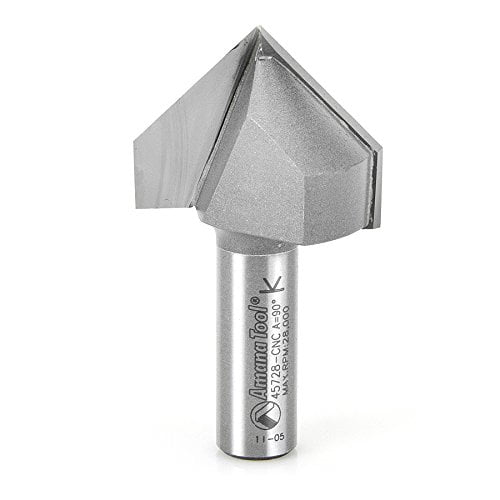 Amana Tool Cnc Carbide Tipped V Groove 90 Deg X 1 1 2 D X 1 Inch Ch X 1 2 Shk Router Bit Walmart Com Walmart Com