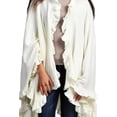 thumbnail image 2 of Ruffle Trim Knit Poncho-like Shawl Wrap. 44"x78".one Piece. (Ivory, One Size), 2 of 4