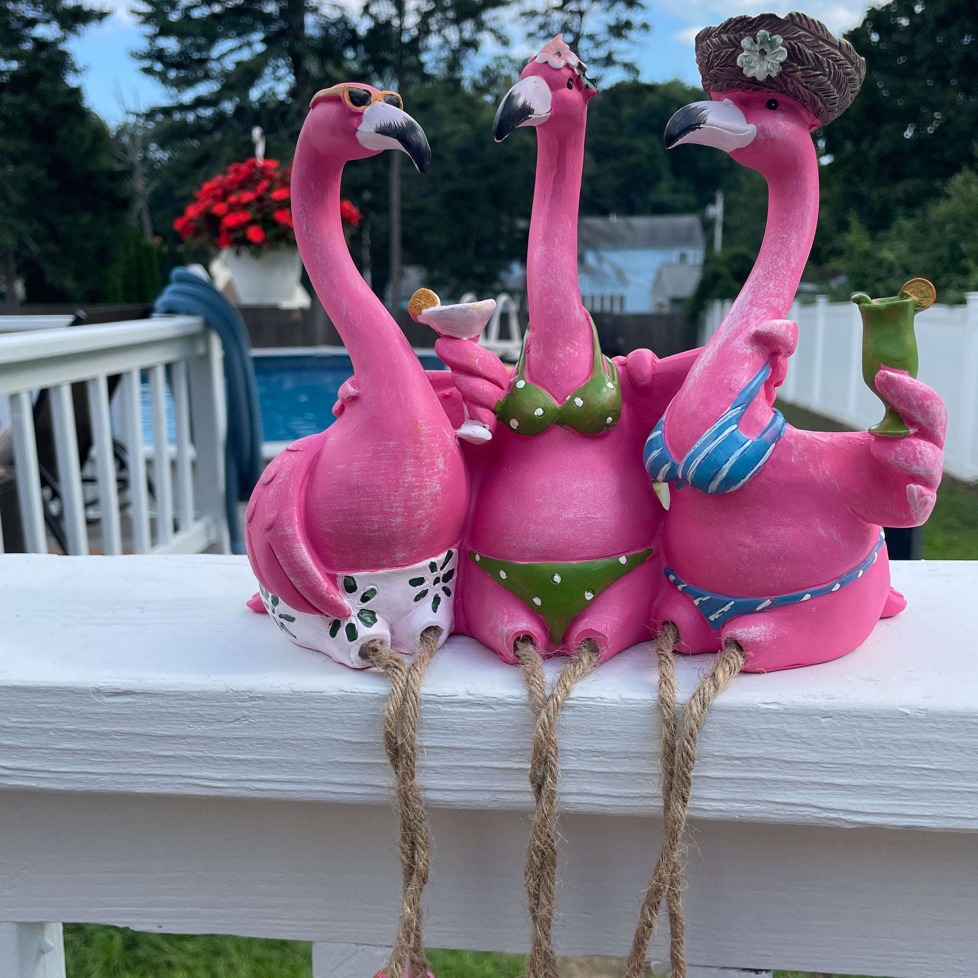 13" The Three Amigos Flamingo Outdoor Garden Statue