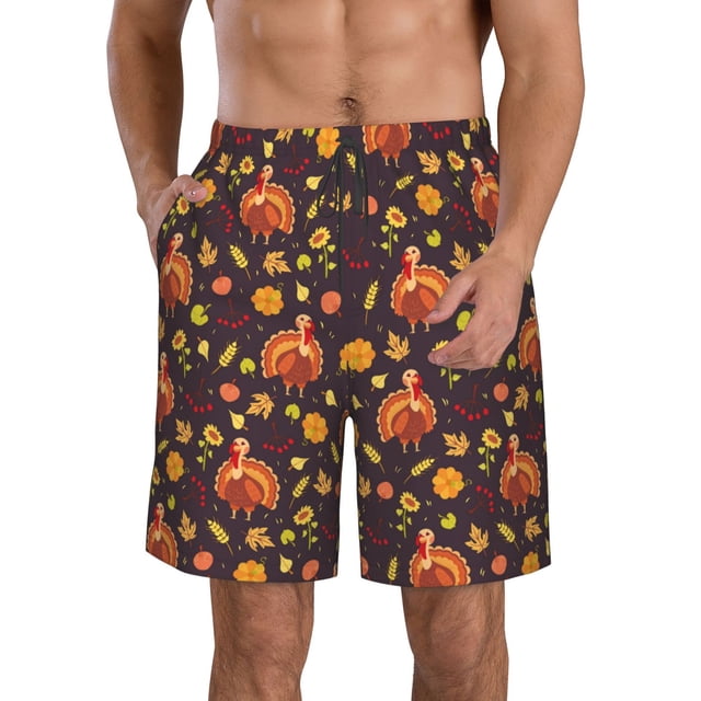 Fotbe Turkey Bird Trajes de Baño Estampados para Hombre, Shorts de Verano de Secado Rápido, Ropa de Playa, Bañadores-Medium