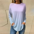 thumbnail image 3 of Scyoekwg Long Sleeve Shirts for Women Tunic Tops To Wear With Leggings Casual Dressy Blouse Gradient Color Lightweight Comfy Loose Round Neck Tops Blouse (Pink,M), 3 of 5
