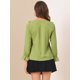 thumbnail image 5 of Blusa de gasa Allegra K con cuello En V volantes Verde claro S, 5 of 6