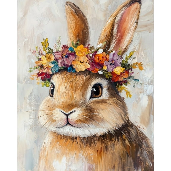 Paint by Numbers for Adults Kids Beginner Flower Crown Rabbit 2 DIY Acrylic Painting by Numbers Kits with Brushes Acrylic Pigment Home Decoration Gifts 16 x 20 inch