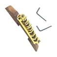 thumbnail image 3 of Adjustable Gold Guitar Bridge for Archtop Jazz Guitar Height Adjustable, Smooth Roller Saddles, 3 of 4