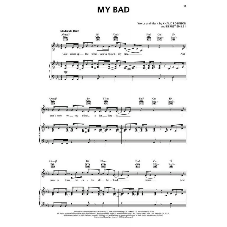 Hal Leonard Khalid Free Spirit Piano Vocal Guitar Walmart