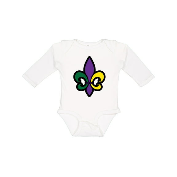 Inktastic Fleur De Lis Mardi Gras Holiday Boys or Girls Long Sleeve Baby Bodysuit