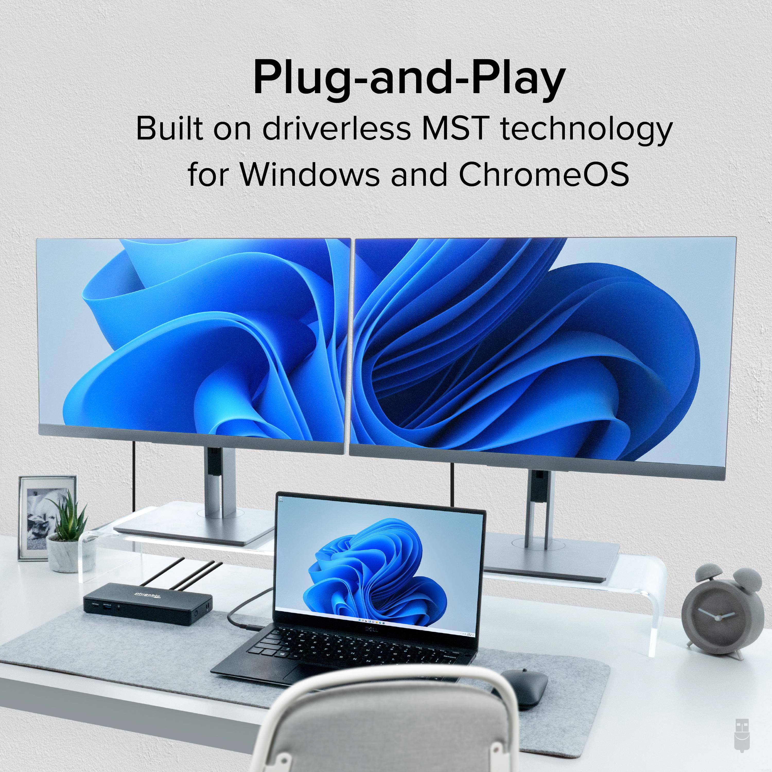 Plugable USB C Docking Station Dual Monitor 2 HDMI Ports, Power Delivery Dock, Dual 4K Monitor (ud-msth2)