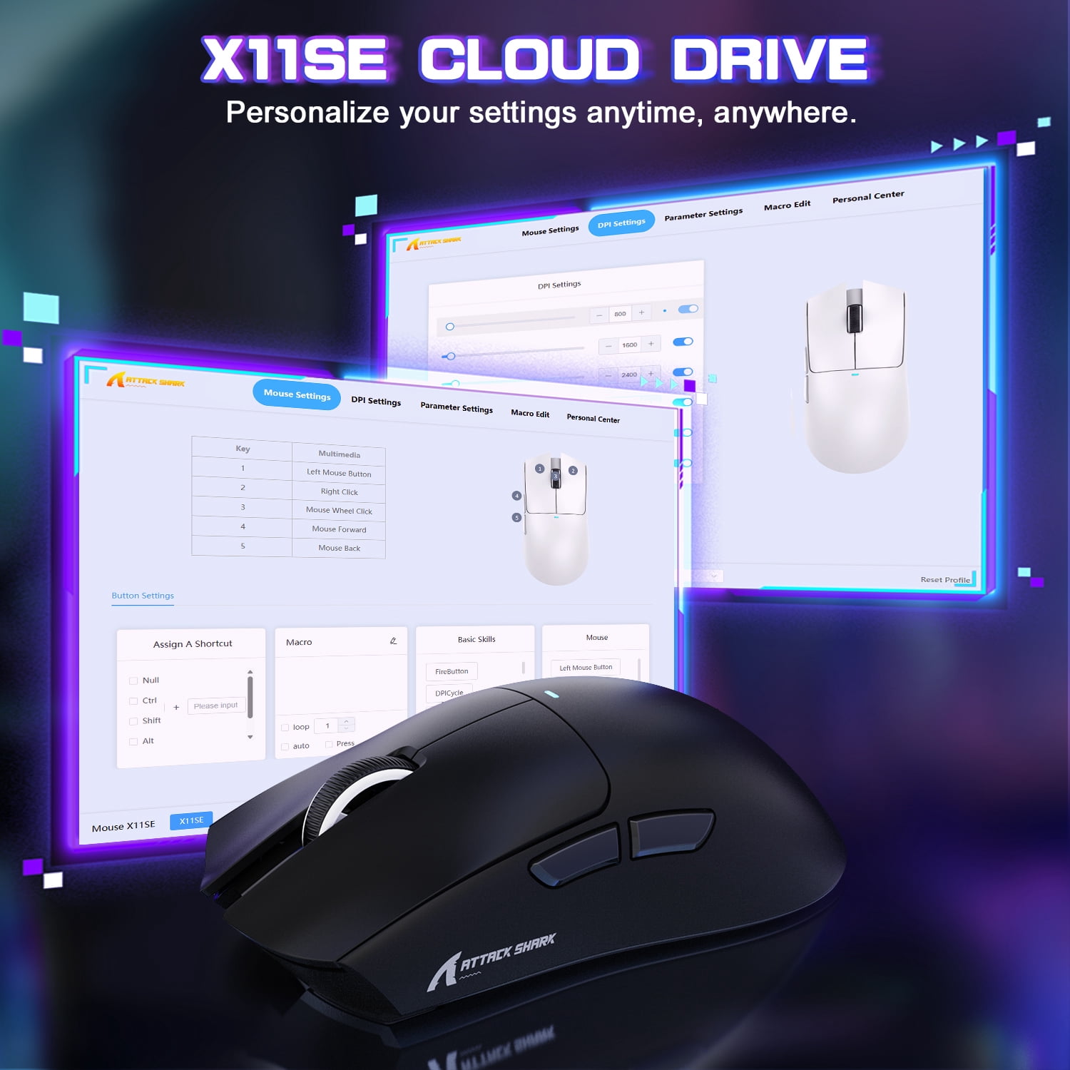 ATTACK SHARK X11SE Wireless Gaming Mouse, PixArt PAW3311 Gaming Sensor, BT/2.4G Wireless/Wired, 65 Hours Battery, Upgrade BK52820 Chip